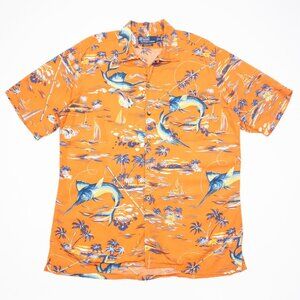 Vintage Polo Ralph Lauren Camp Shirt Men's Size XL Marlin Hawaiian Button Up 90s